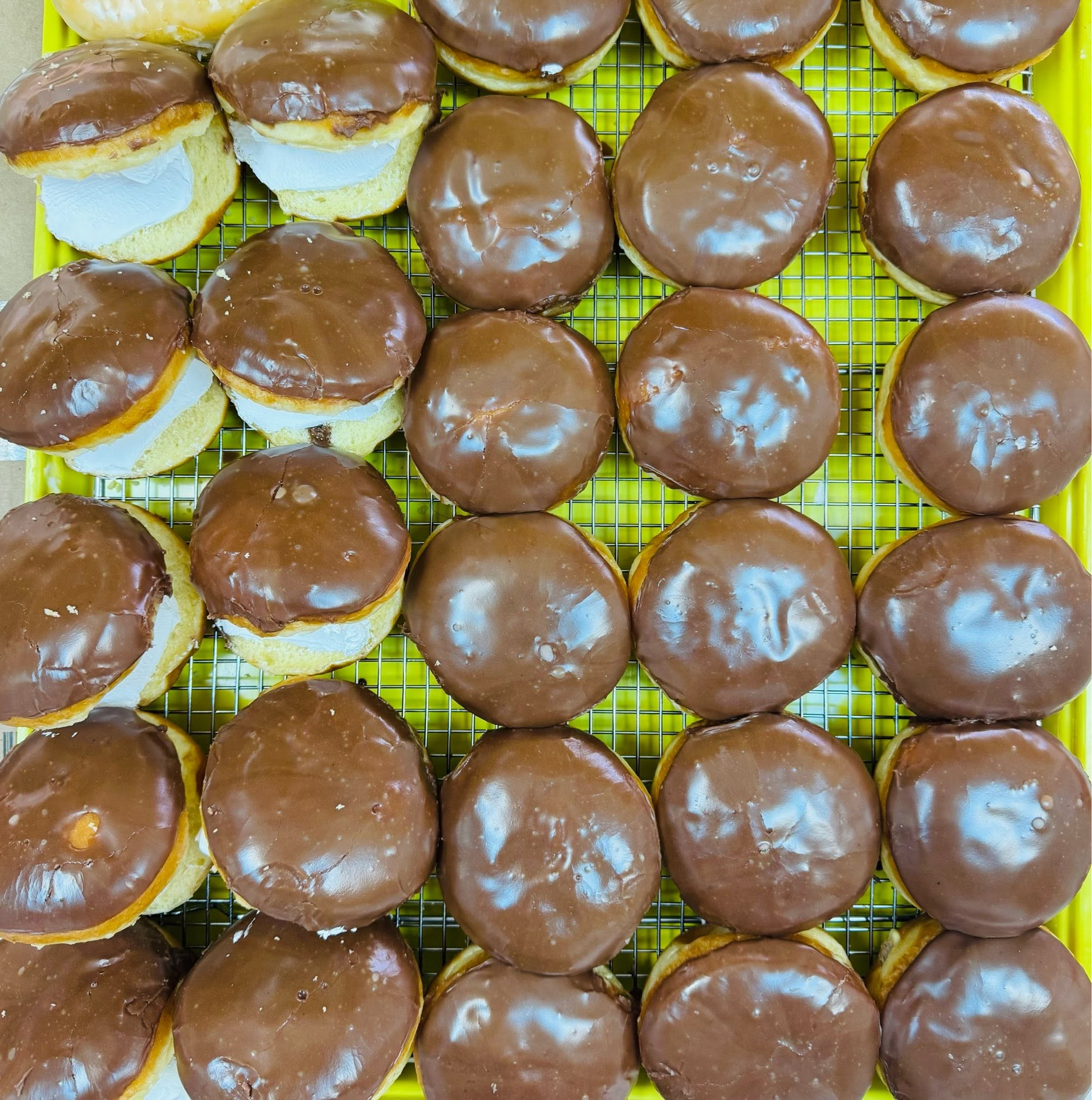 Boston cream and chocolate glazed donuts