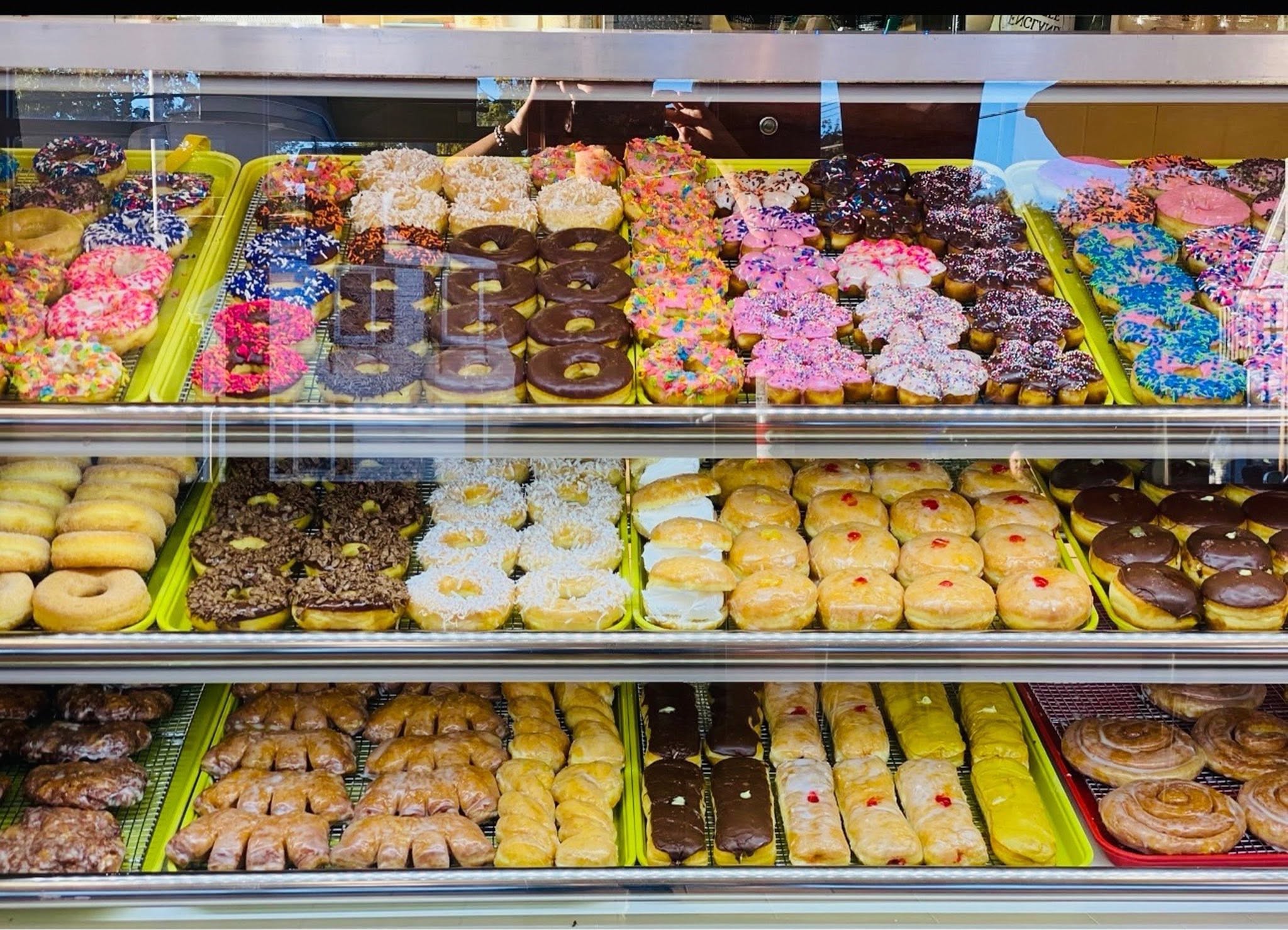 A full donut display case